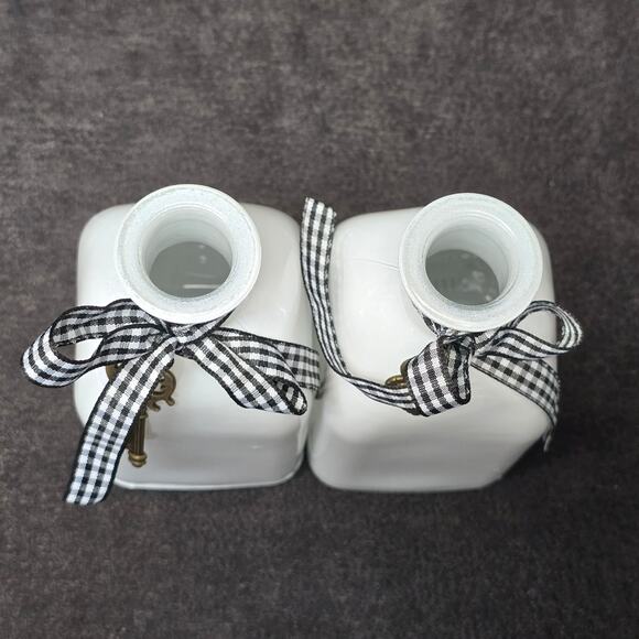 Country Mini Bud Vase Bottle Checkered Ribbon with Key & Heart Charms - Picture 2 of 8